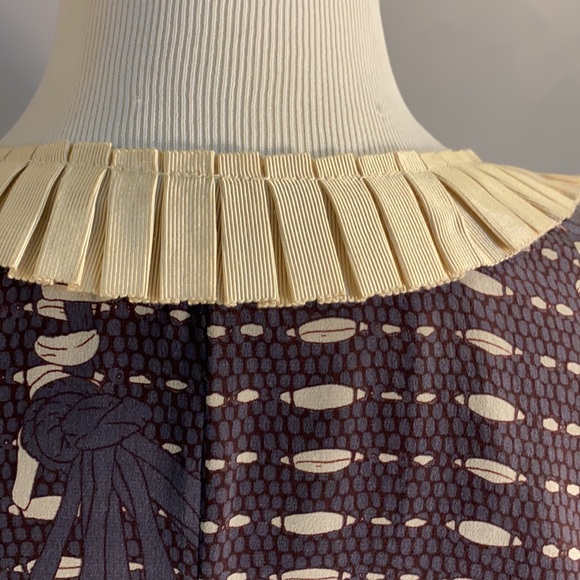 Dusty silk dress with cream grosgrain ruffle - Picture 6 of 10